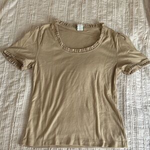 Vintage Deadstock Women's Ruffle Trim Short-Sleeve Top